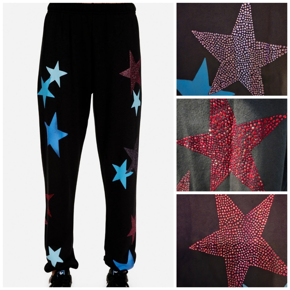 Lauren Moshi Tanzy Color Crystal Multi Stars sweatpants